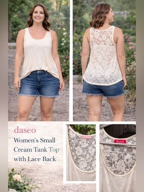 Shasa Cream Lace-Back Tank Top